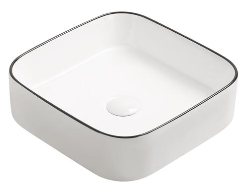 Vasque à poser LISEA en céramique avec liseré noir 40 x 40 x 11 cm